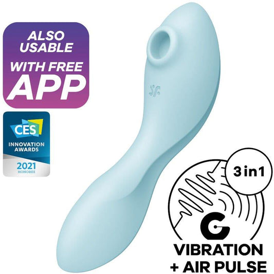 Masajeador vibrador clitoris Curvy Trinity 5 con APP Azul