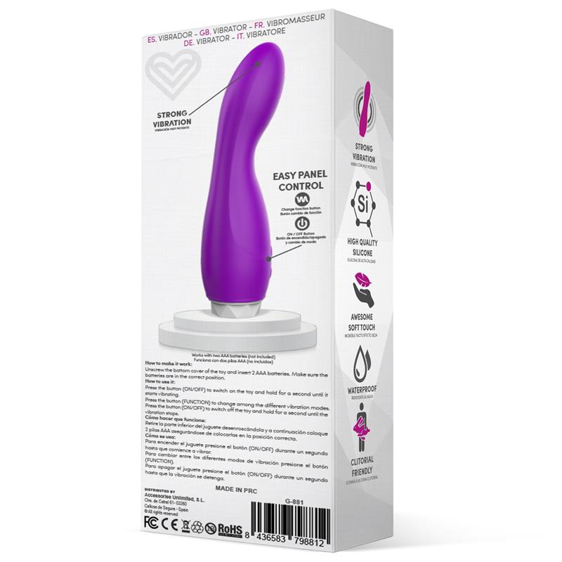 Vibrador de Silicona Púrpura. 8 Funciones. Potente