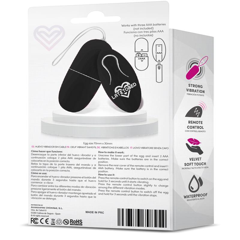 Huevo Vibrador con Control Remoto Negro. Potente Motor