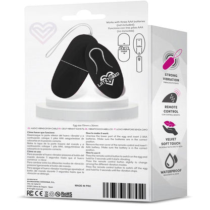 Huevo Vibrador con Control Remoto Negro. Potente Motor