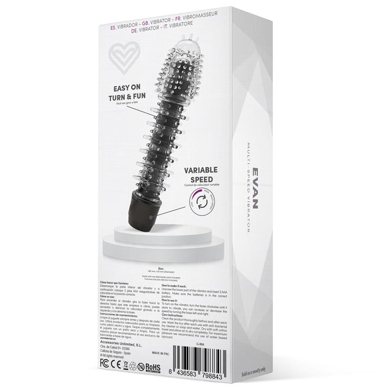 Vibrador Para Parejas Evan Negro. Multivelocidad. Jelly