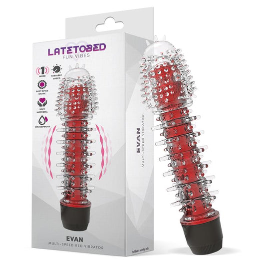 Vibrador Multivelocidad Rojo. Forma con Salientes