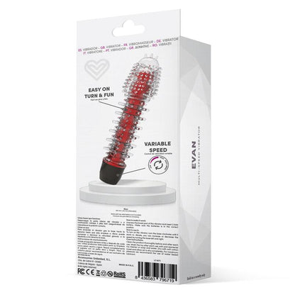 Vibrador Multivelocidad Rojo. Forma con Salientes