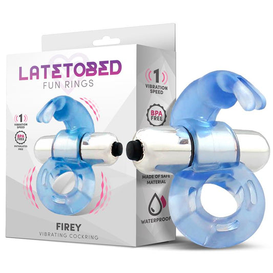 Anillo Vibrador Firey para Pene con Conejo Azul, impermeable