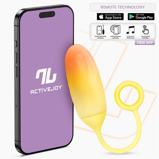 Huevo Vibrador Doble Capa de Silicona Amarillo Naranja con APP