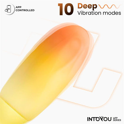 Huevo Vibrador Doble Capa de Silicona Amarillo Naranja con APP