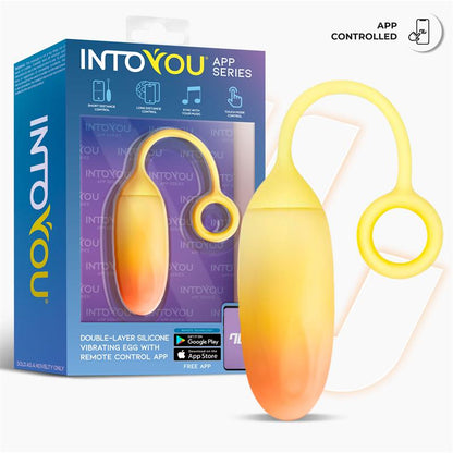 Huevo Vibrador Doble Capa de Silicona Amarillo Naranja con APP