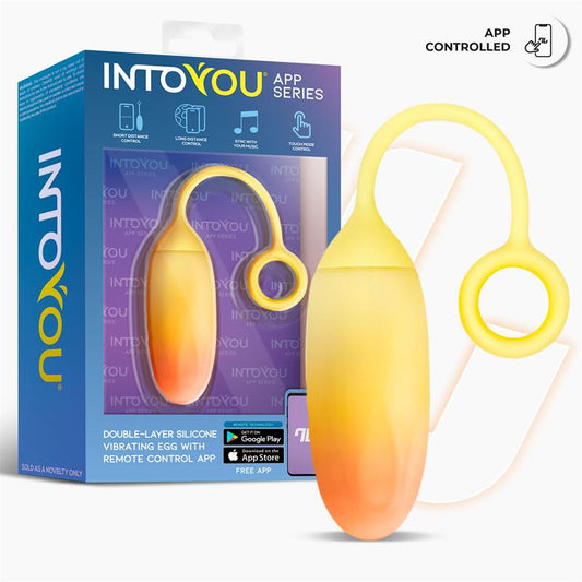 Huevo Vibrador Doble Capa de Silicona Amarillo Naranja con APP