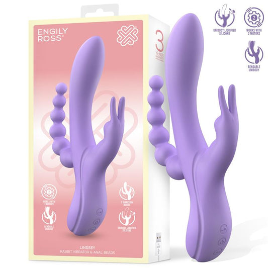 Lindsay Vibrador con Cadena Anal Silicona Líquida Unibody