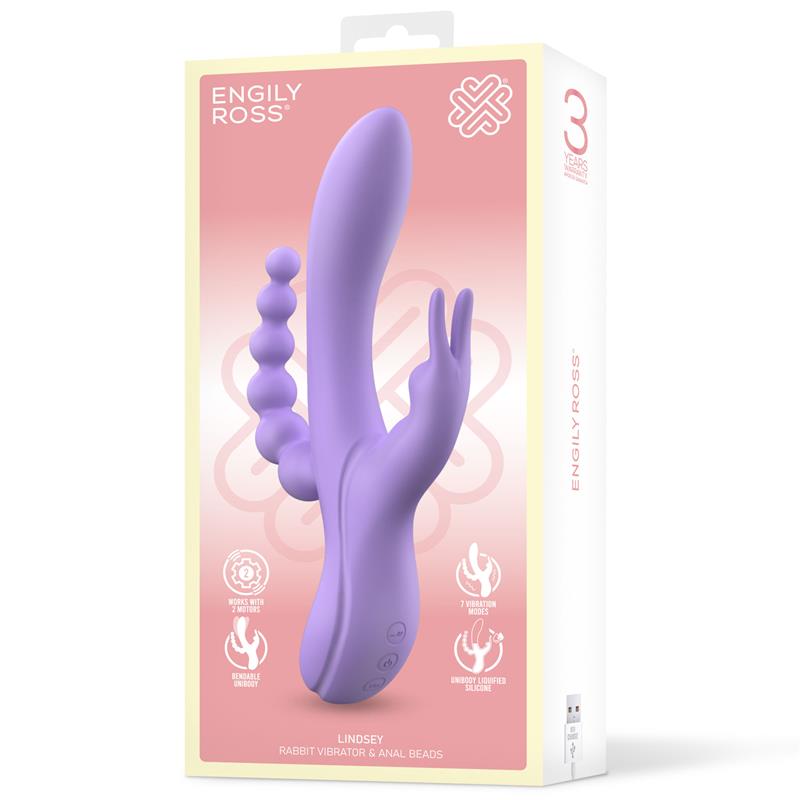 Lindsay Vibrador con Cadena Anal Silicona Líquida Unibody
