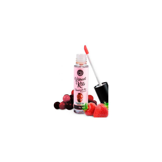 Lubricante con vibración, Brillo de Labios Sabor Chicle de Fresa