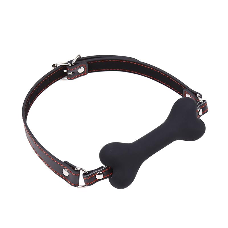 Mordaza Forma de Hueso, Silicona 12 cm Negro