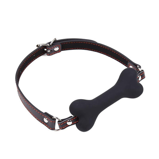 Mordaza Forma de Hueso, Silicona 12 cm Negro