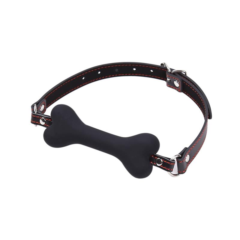 Mordaza Forma de Hueso, Silicona 12 cm Negro