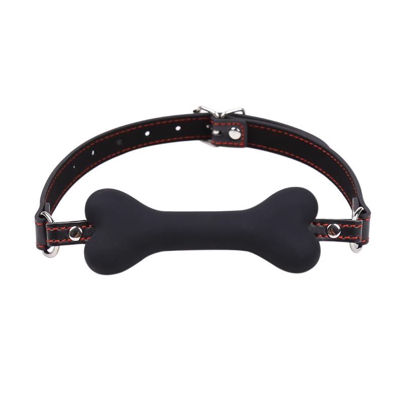 Mordaza Forma de Hueso, Silicona 12 cm Negro