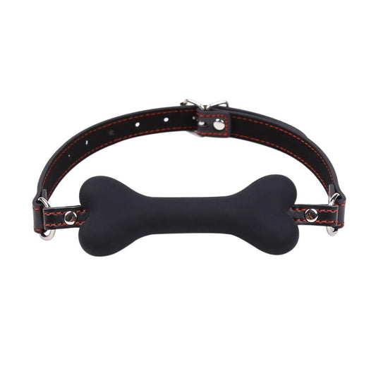 Mordaza Forma de Hueso, Silicona 12 cm Negro