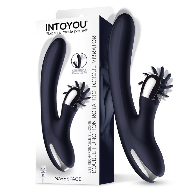 Vibrador con Lenguas Rotadoras Azul. Doble Motor