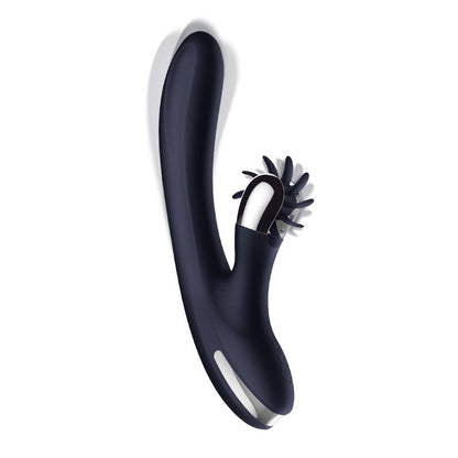 Vibrador con Lenguas Rotadoras Azul. Doble Motor