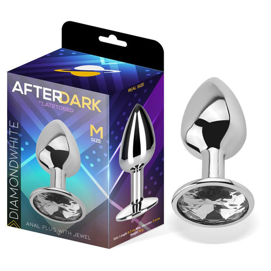 Plug Anal Aluminio con Joya Blanca en la Base Talla M