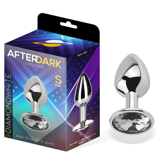 Plug Anal Aluminio con Joya Blanca en la Base Talla S
