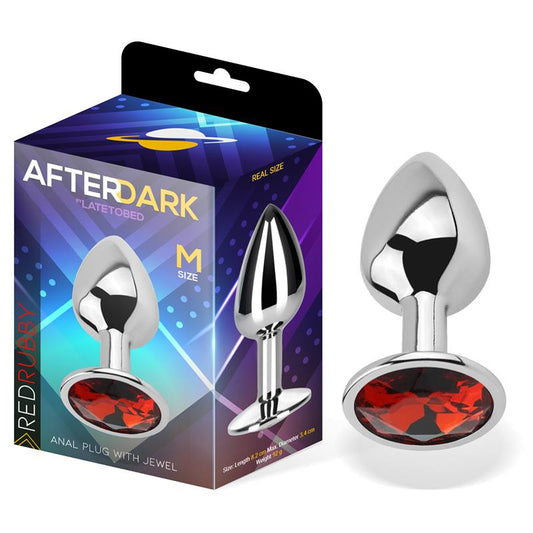 Plug Anal Aluminio con Joya Rojo Rubí en la Base Talla M