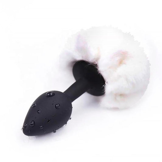 Plug Anal Blanco con Pompón Talla S