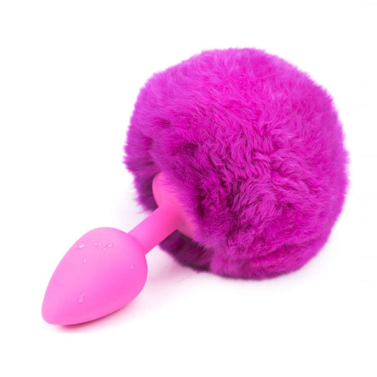 Plug Anal con Pompón Morado Talla S