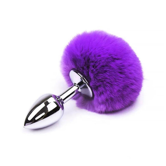 Plug Anal Morado Talla S con Pompón