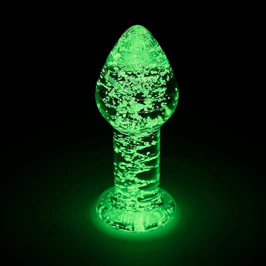 Plug anal de cristal que brilla en la oscuridad