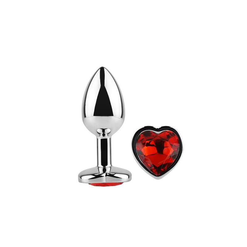 Plug Anal Joya en forma de Corazón Rojo Rubí Talla S