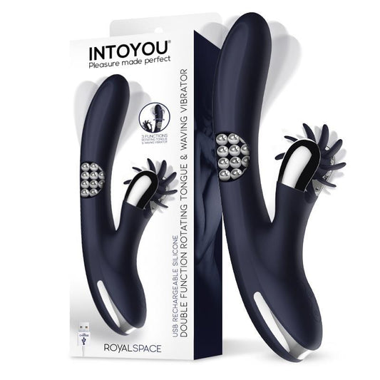 Vibrador con Lenguas Estimuladoras y Bolas Internas 360º Azul