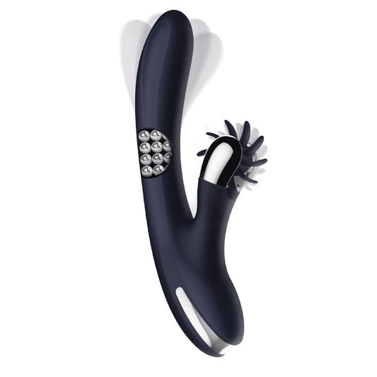 Vibrador con Lenguas Estimuladoras y Bolas Internas 360º Azul