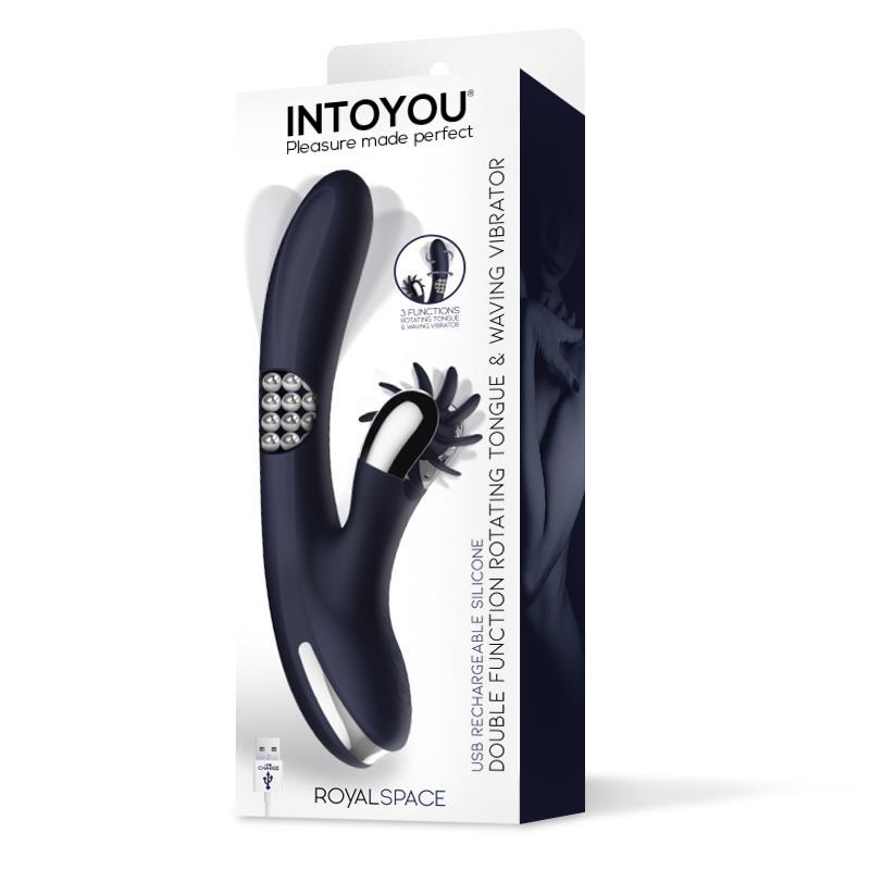Vibrador con Lenguas Estimuladoras y Bolas Internas 360º Azul