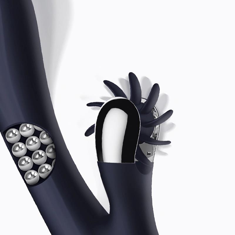Vibrador con Lenguas Estimuladoras y Bolas Internas 360º Azul