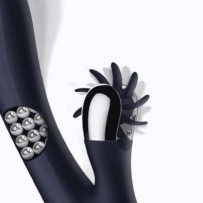 Vibrador con Lenguas Estimuladoras y Bolas Internas 360º Azul