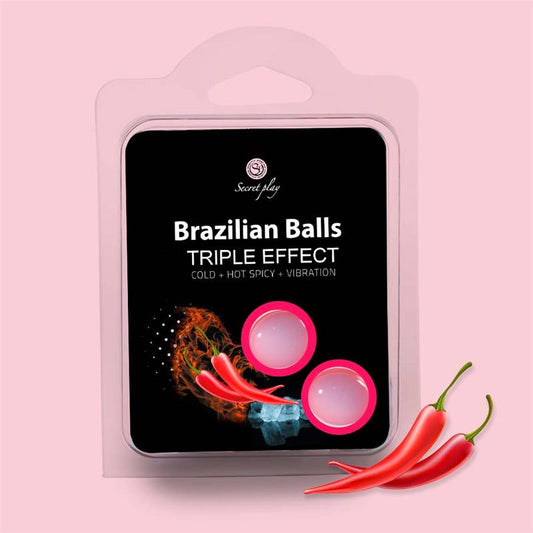 Set de 2 Bolas Brasileñas Triple Efecto, calor, frío y vibración