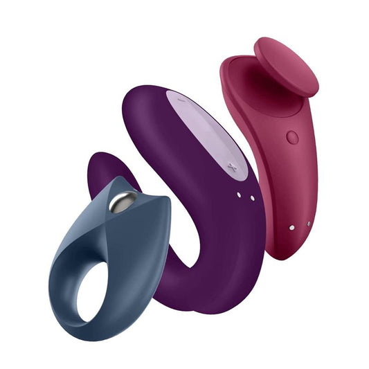 Set 3 Juguetes sexuales parejas: Vibrador, braguita y anillo